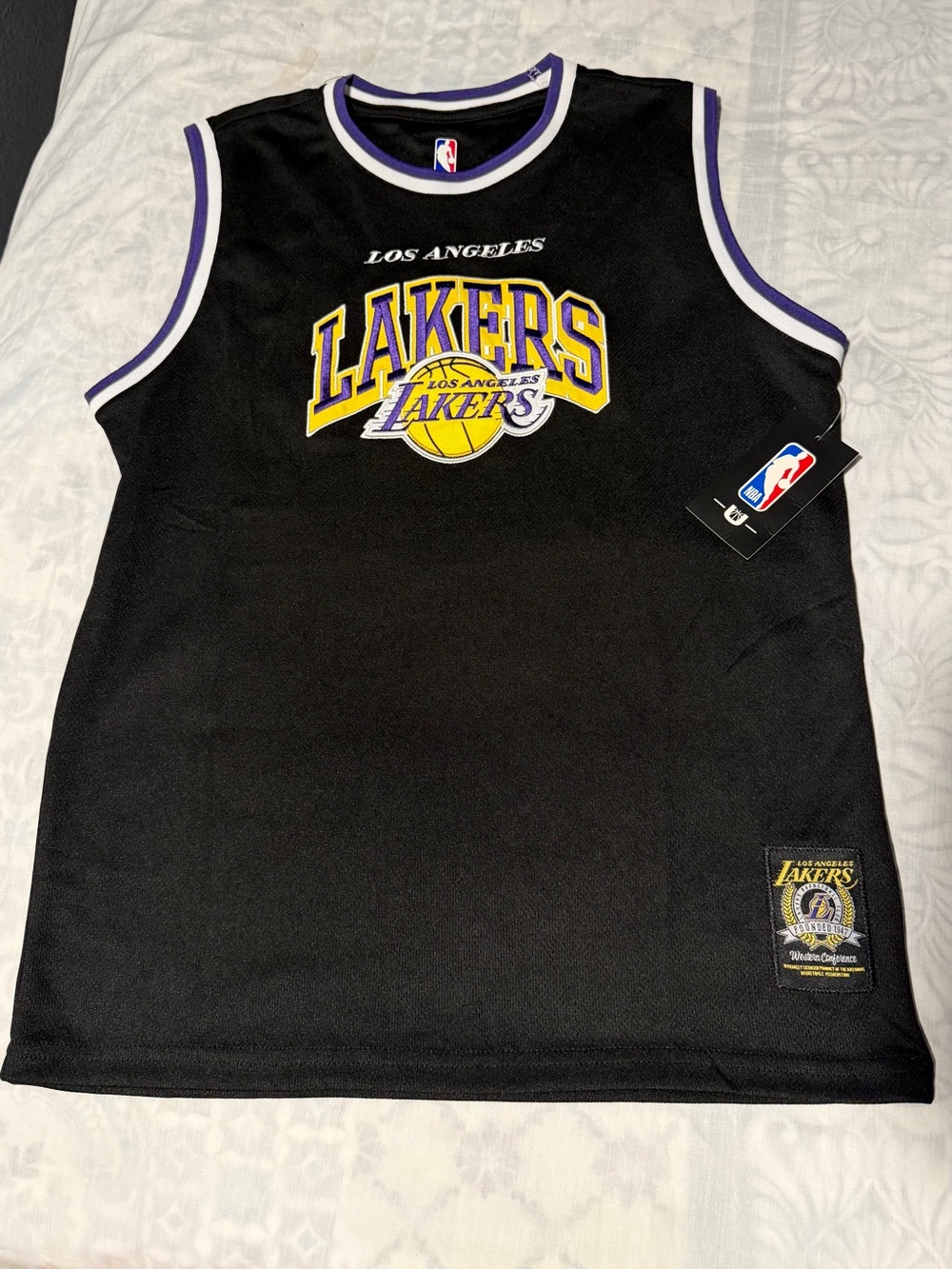 NBA Los Angeles Lakers Black Jersey with Purple and Yellow Trim size 18-20